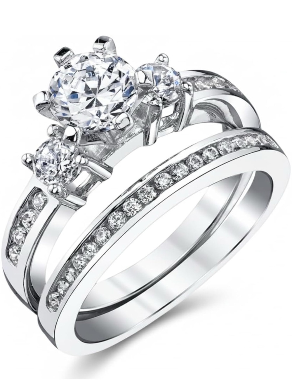 Sterling Silver Cubic Zirconia 1.15 Carat TW Round Cut Ring 6.5